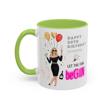 Happy 30th Birthday Accent Coffee Mug, Fun Gift for Her, Toast to Turning 30, Unique Drinkware for Parties
