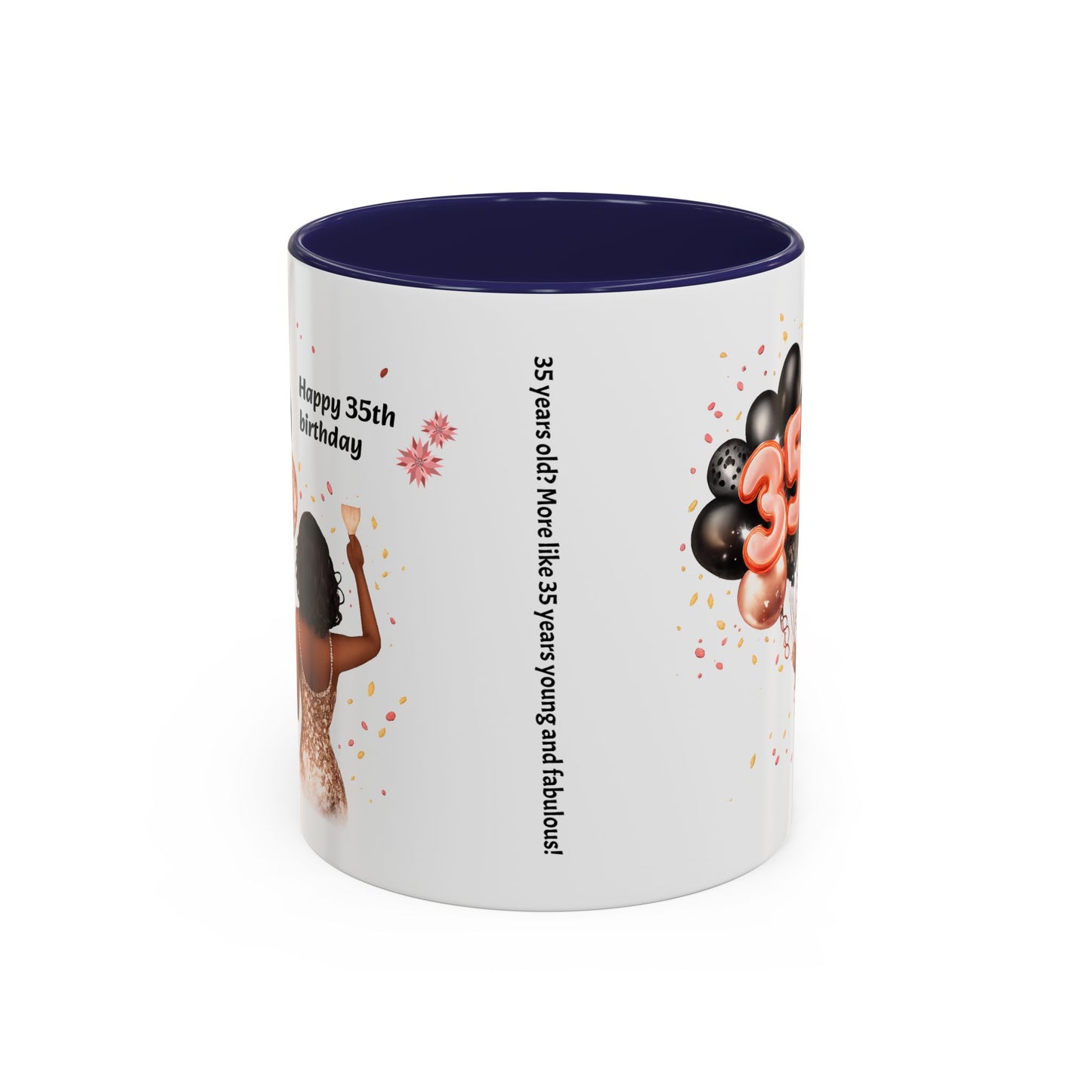 Accent Coffee 35th birthday woman with balloon Mug