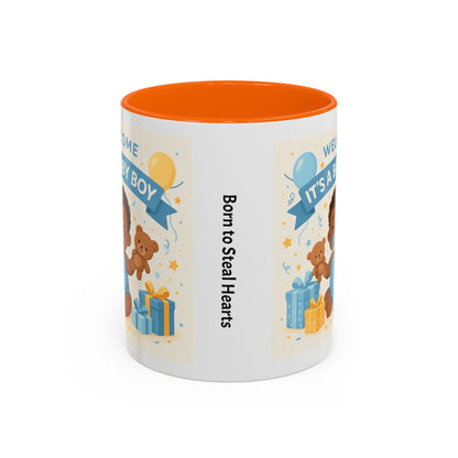 Welcome Baby Boy Coffee Mug - Born to Steal Hearts - Perfect Baby Shower Gift