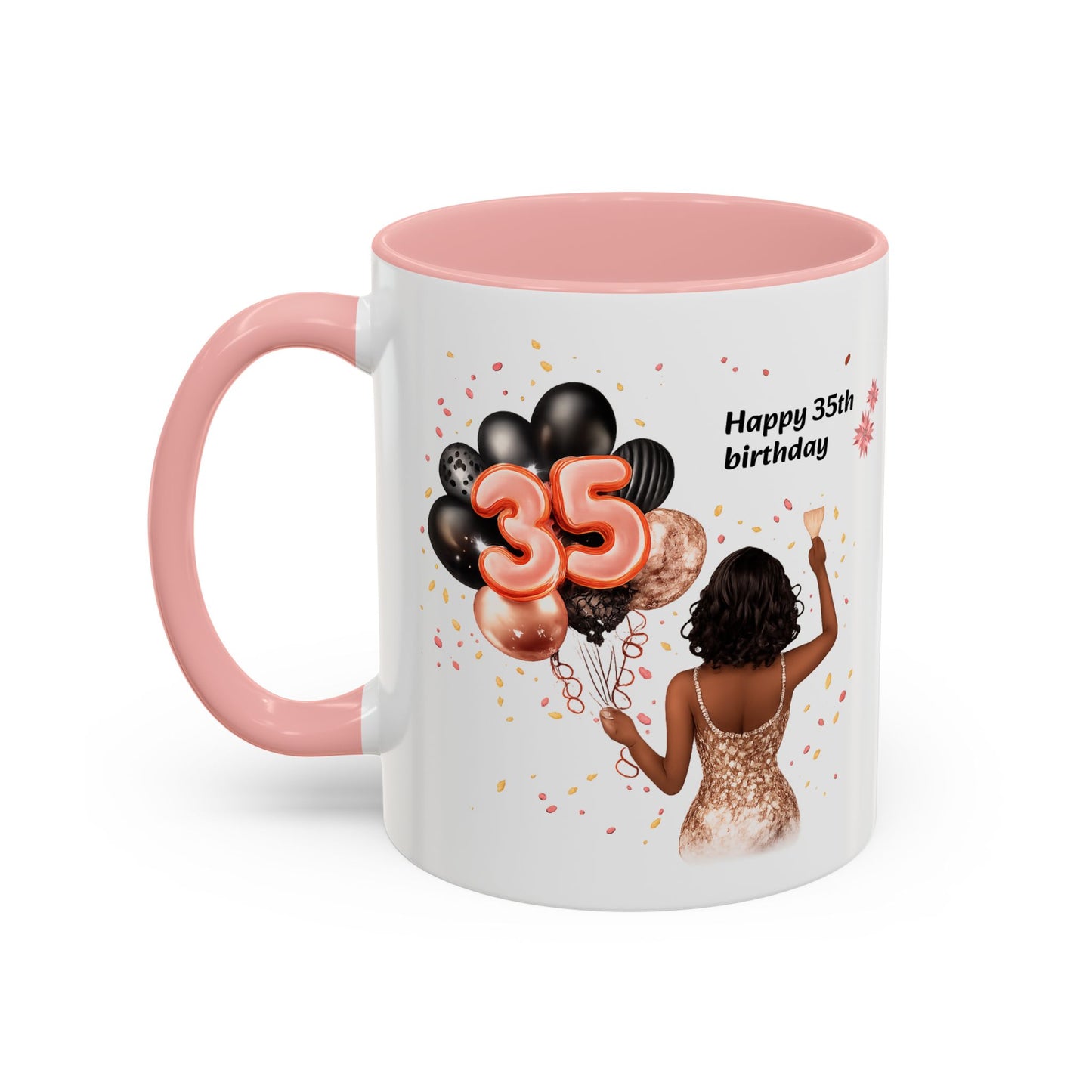 Accent Coffee 35th birthday woman with balloon Mug