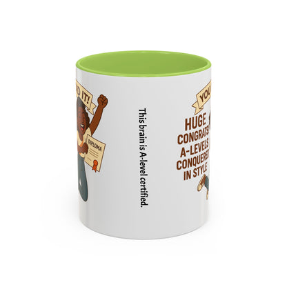 Celebratory Coffee Mug for Graduates, Graduation Gift, A-Level Congrats Mug, Stylish Coffee Cup for Students, Personalized Diploma Mug