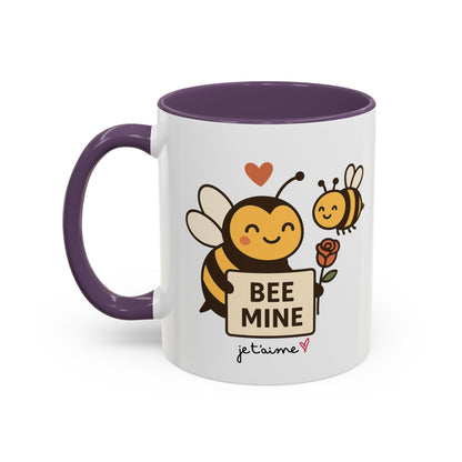 Bee Mine Accent Coffee Mug - Buzzing with Love, Cute Gift for Valentine’s Day, Best Friend, Love, Bee Lovers, Cozy Mornings