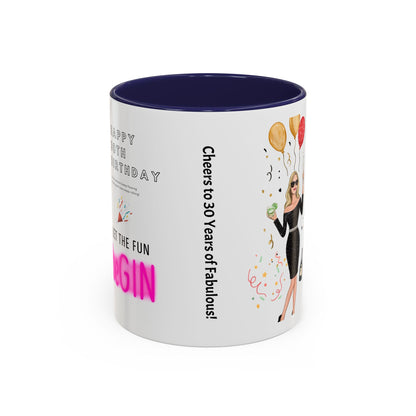 Happy 30th Birthday Accent Coffee Mug, Fun Gift for Her, Toast to Turning 30, Unique Drinkware for Parties