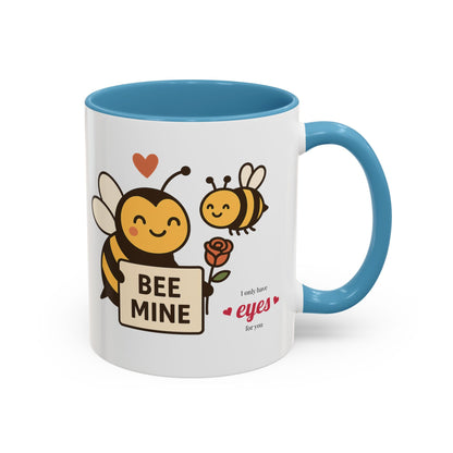 Bee Mine Accent Coffee Mug - Buzzing with Love, Cute Gift for Valentine’s Day, Best Friend, Love, Bee Lovers, Cozy Mornings