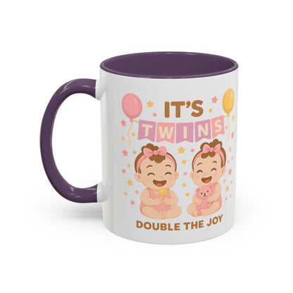 Twin Celebration Coffee Mug, Cute Twins Mug for Parents, Baby Shower Gift, Personalized Coffee Cup, Double the Joy Mug