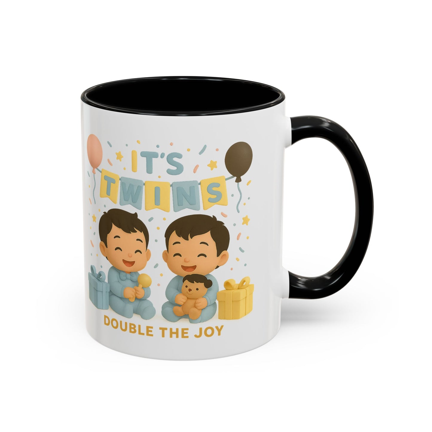 Twins Celebration Coffee Mug, Cute Twins Gift Mug, Baby Shower Mug, Newborn Gift, Double the Joy Mug