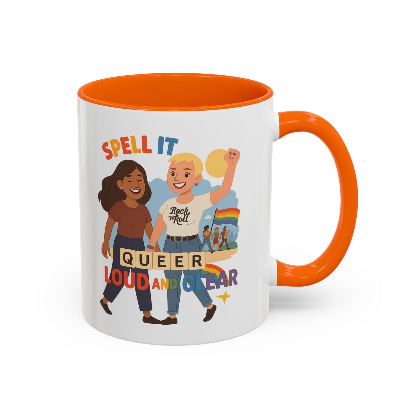 LGBTQ+ Pride Accent Coffee Mug - 'Spell It Queer Loud and Clear' - 11oz & 15oz