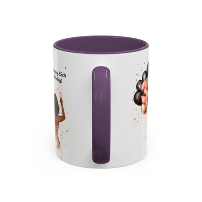 Accent Coffee 35th birthday woman with balloon Mug