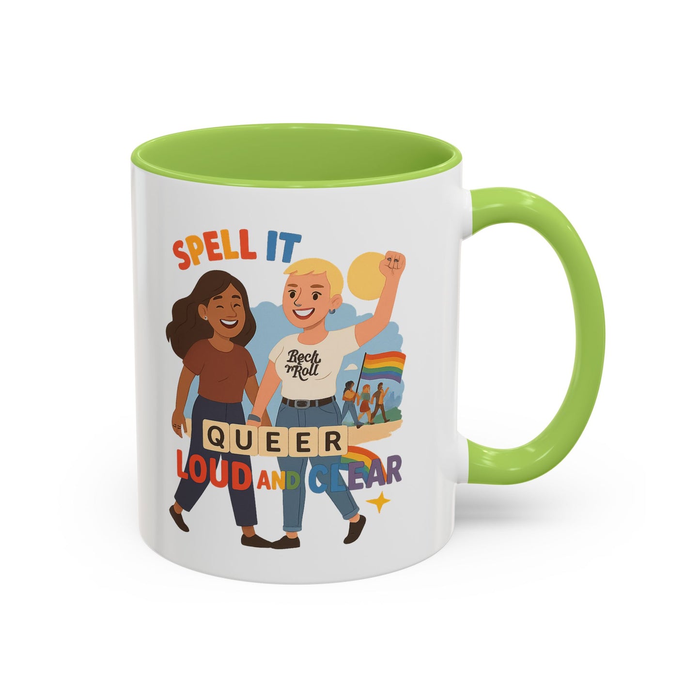 LGBTQ+ Pride Accent Coffee Mug - 'Spell It Queer Loud and Clear' - 11oz & 15oz