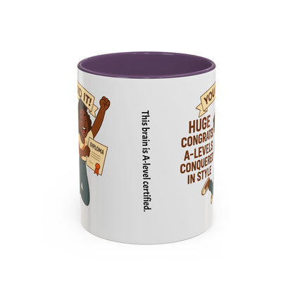 Celebratory Coffee Mug for Graduates, Graduation Gift, A-Level Congrats Mug, Stylish Coffee Cup for Students, Personalized Diploma Mug