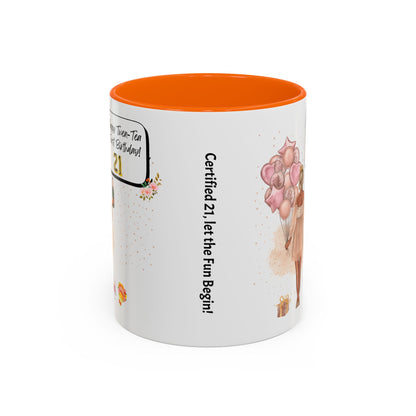 21st Birthday Celebration Coffee Mug, Funny Gift for Turning 21