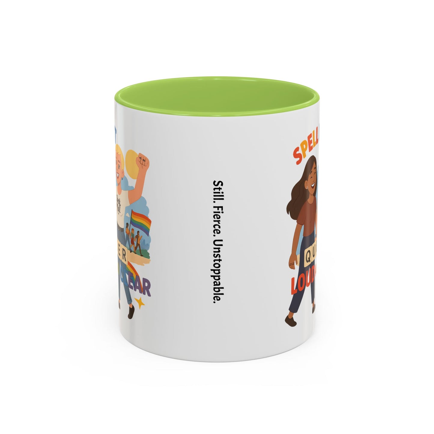 LGBTQ+ Pride Accent Coffee Mug - 'Spell It Queer Loud and Clear' - 11oz & 15oz