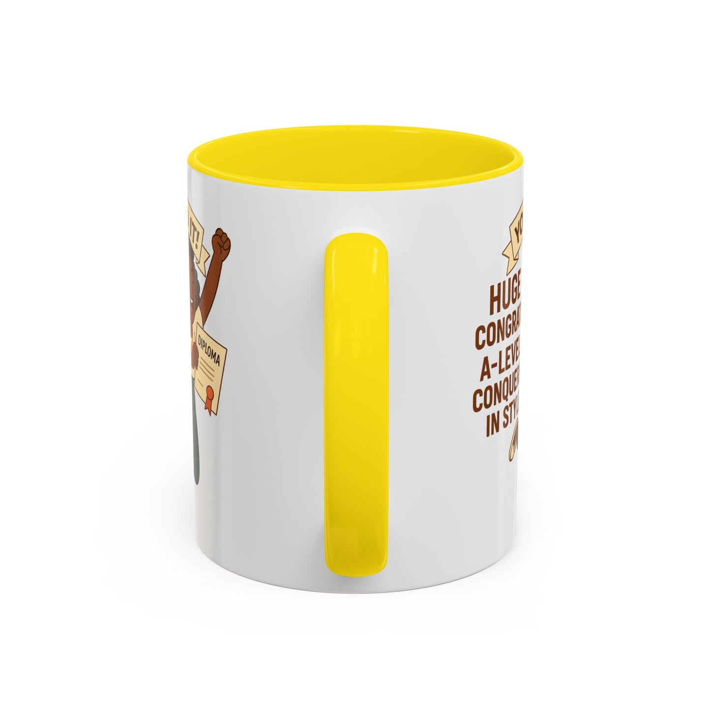 Celebratory Coffee Mug for Graduates, Graduation Gift, A-Level Congrats Mug, Stylish Coffee Cup for Students, Personalized Diploma Mug
