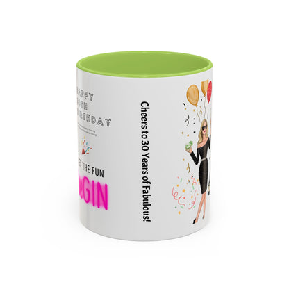 Happy 30th Birthday Accent Coffee Mug, Fun Gift for Her, Toast to Turning 30, Unique Drinkware for Parties
