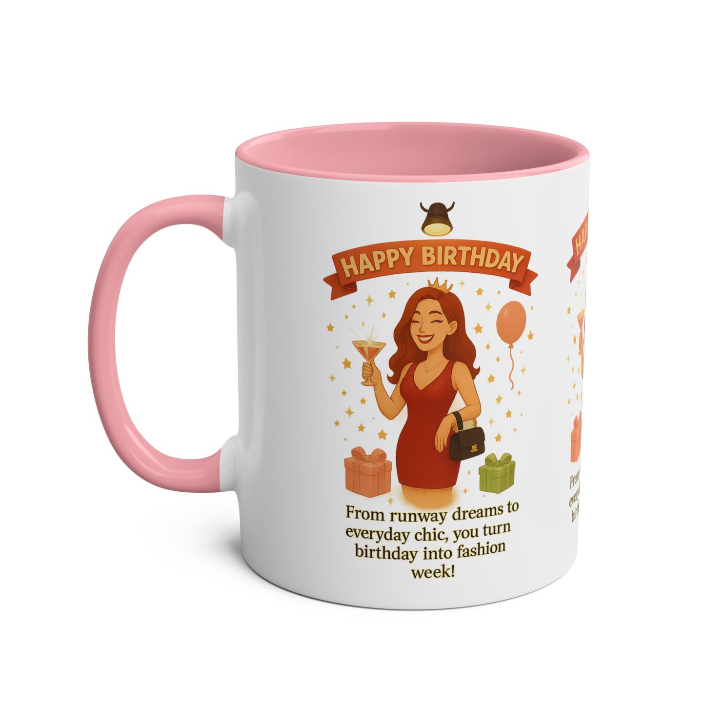 Happy Birthday Two-Tone Coffee Mug - Stylish Gift for Fashion Lovers