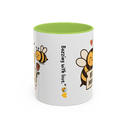 Bee Mine Accent Coffee Mug - Buzzing with Love, Cute Gift for Valentine’s Day, Best Friend, Love, Bee Lovers, Cozy Mornings
