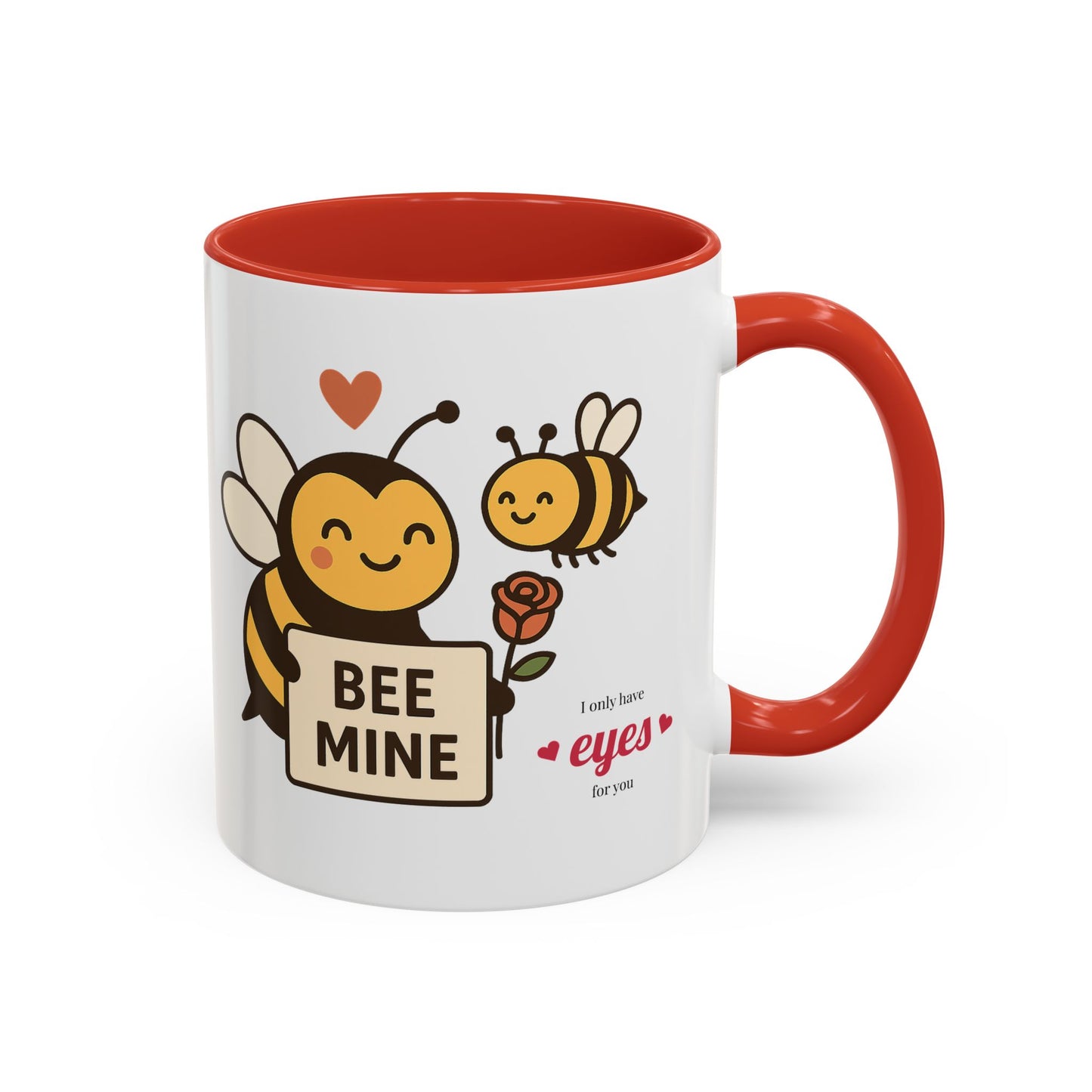 Bee Mine Accent Coffee Mug - Buzzing with Love, Cute Gift for Valentine’s Day, Best Friend, Love, Bee Lovers, Cozy Mornings