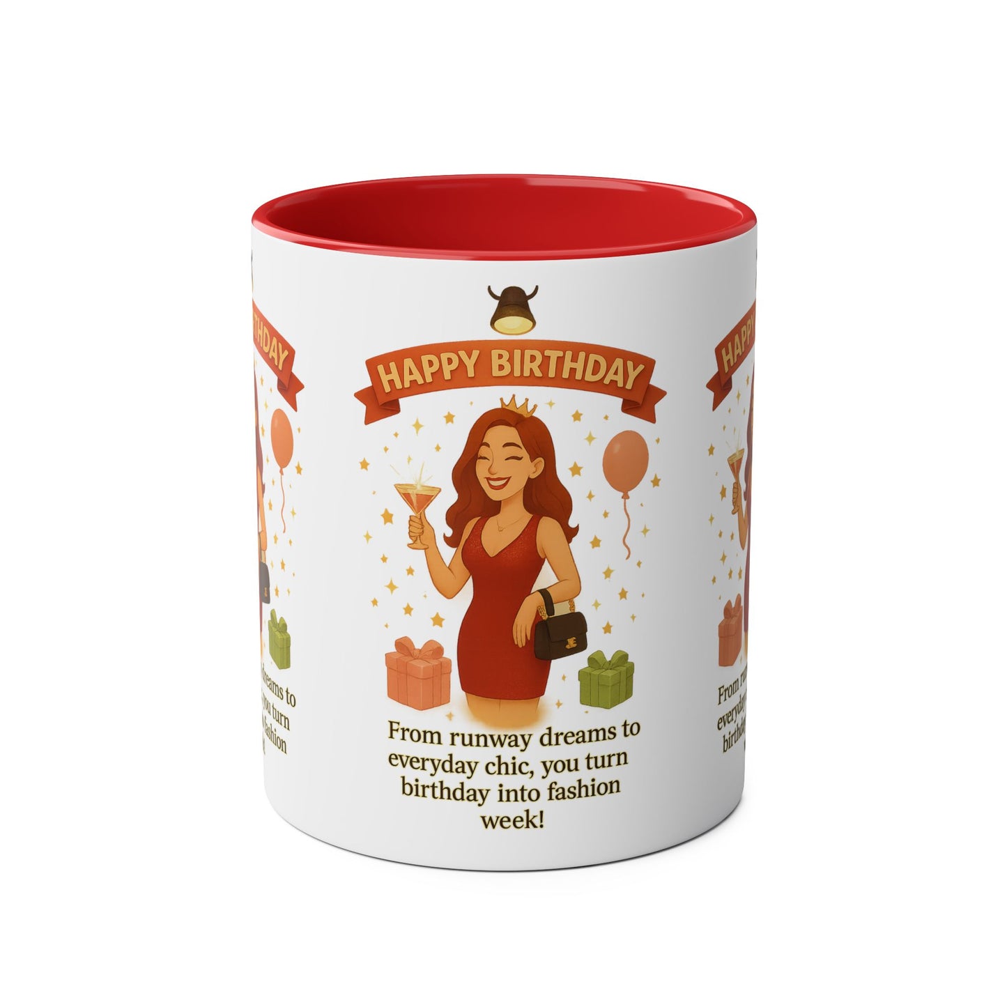 Happy Birthday Two-Tone Coffee Mug - Stylish Gift for Fashion Lovers