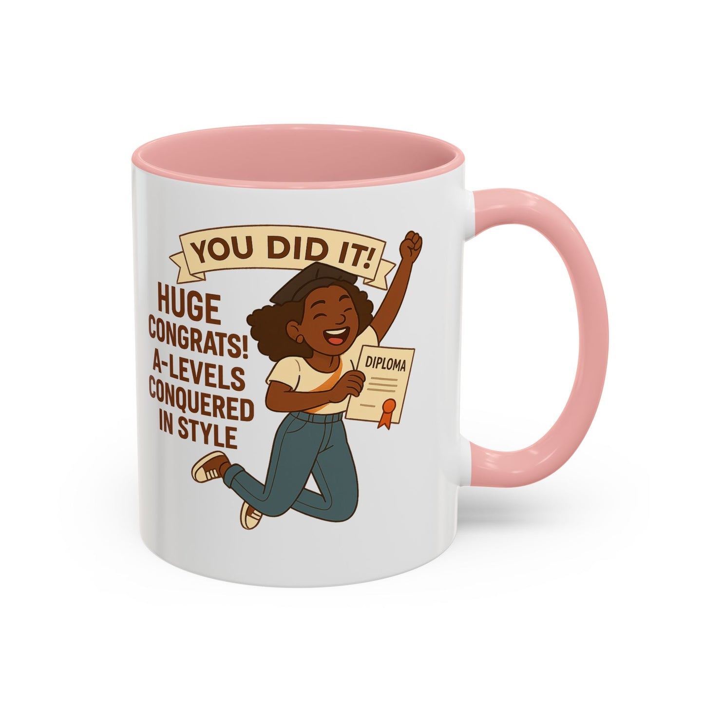 Celebratory Coffee Mug for Graduates, Graduation Gift, A-Level Congrats Mug, Stylish Coffee Cup for Students, Personalized Diploma Mug