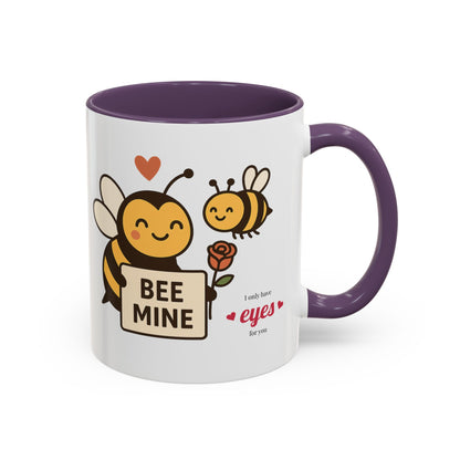 Bee Mine Accent Coffee Mug - Buzzing with Love, Cute Gift for Valentine’s Day, Best Friend, Love, Bee Lovers, Cozy Mornings
