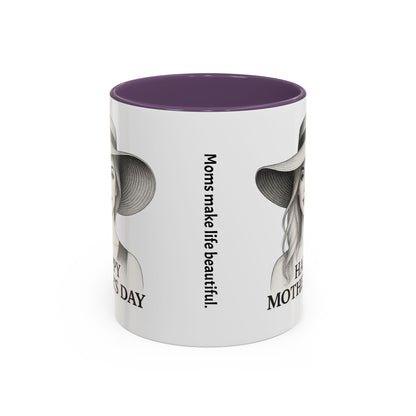 Happy Mother's Day Accent Coffee Mug - Stylish Gift for Moms