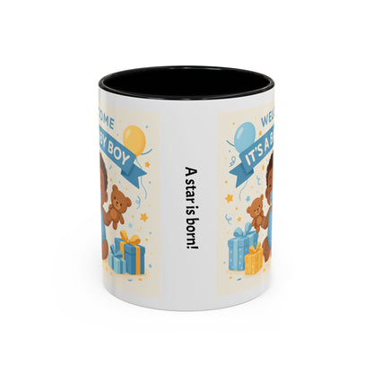 Baby Boy Announcement Coffee Mug, Newborn, Welcome Baby Boy Gift