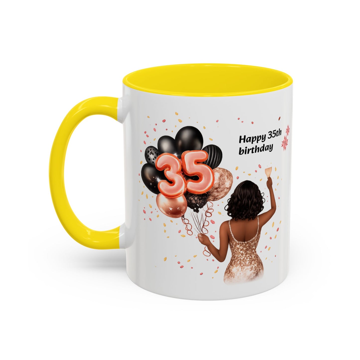 Accent Coffee 35th birthday woman with balloon Mug