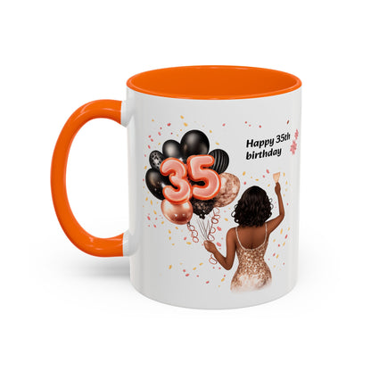 Accent Coffee 35th birthday woman with balloon Mug
