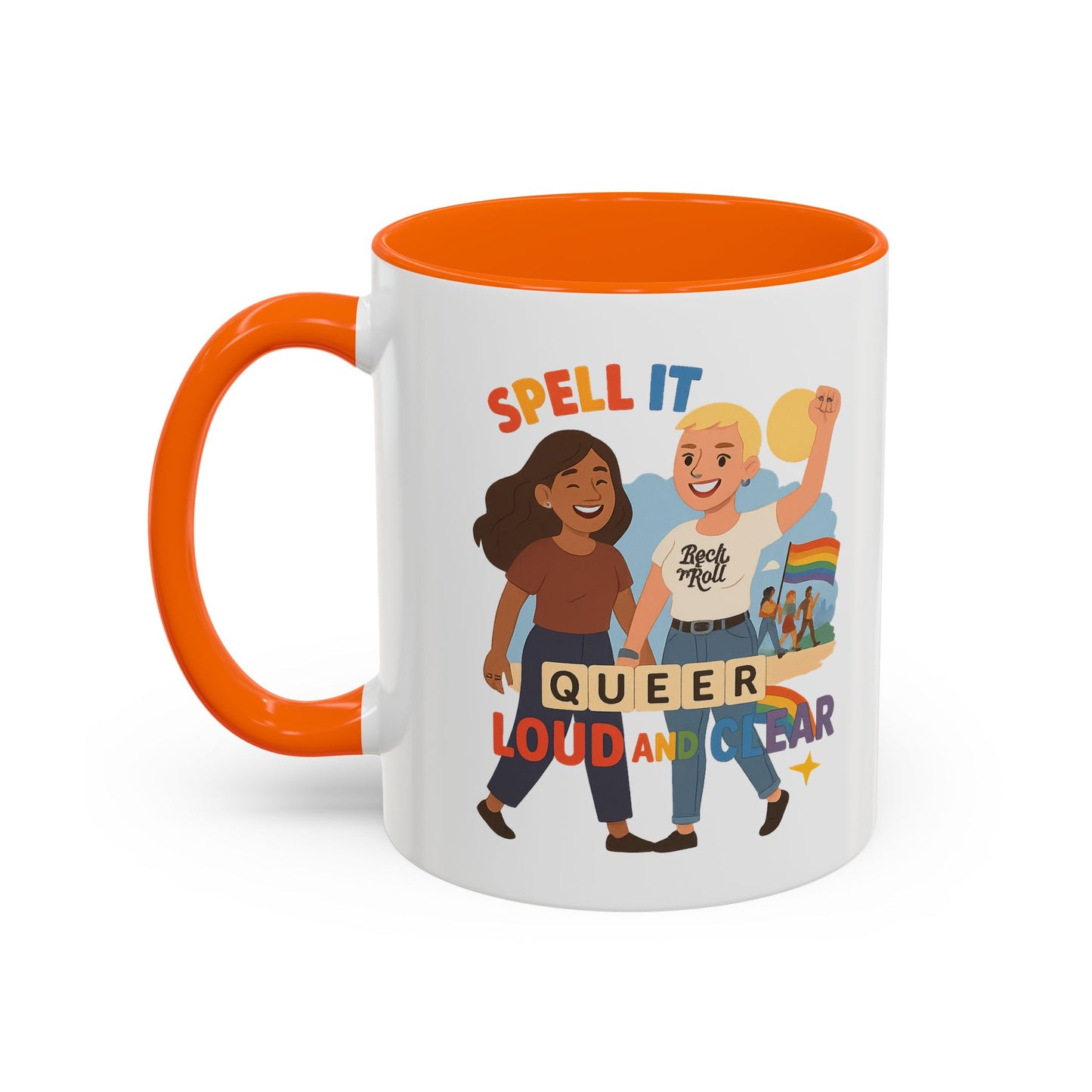 LGBTQ+ Pride Accent Coffee Mug - 'Spell It Queer Loud and Clear' - 11oz & 15oz