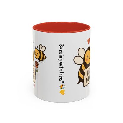 Bee Mine Accent Coffee Mug - Buzzing with Love, Cute Gift for Valentine’s Day, Best Friend, Love, Bee Lovers, Cozy Mornings