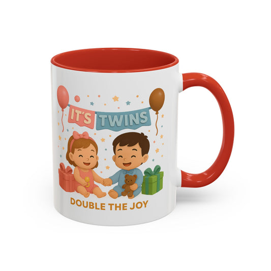 Funny Twin Celebration Coffee Mug - 'It's Twins, Double the Joy'