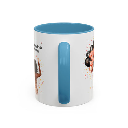 Accent Coffee 35th birthday woman with balloon Mug