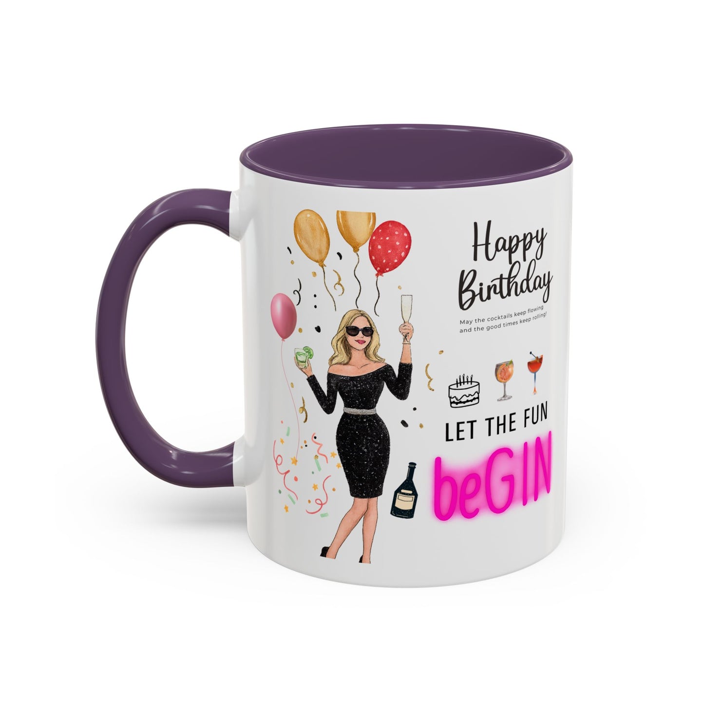 Birthday Celebration Accent Coffee Mug - Let the Fun Begin, Unique Gift, Party Mug, Cute Birthday Present, 11oz 15oz