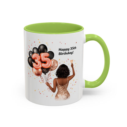 Accent Coffee 35th birthday woman with balloon Mug