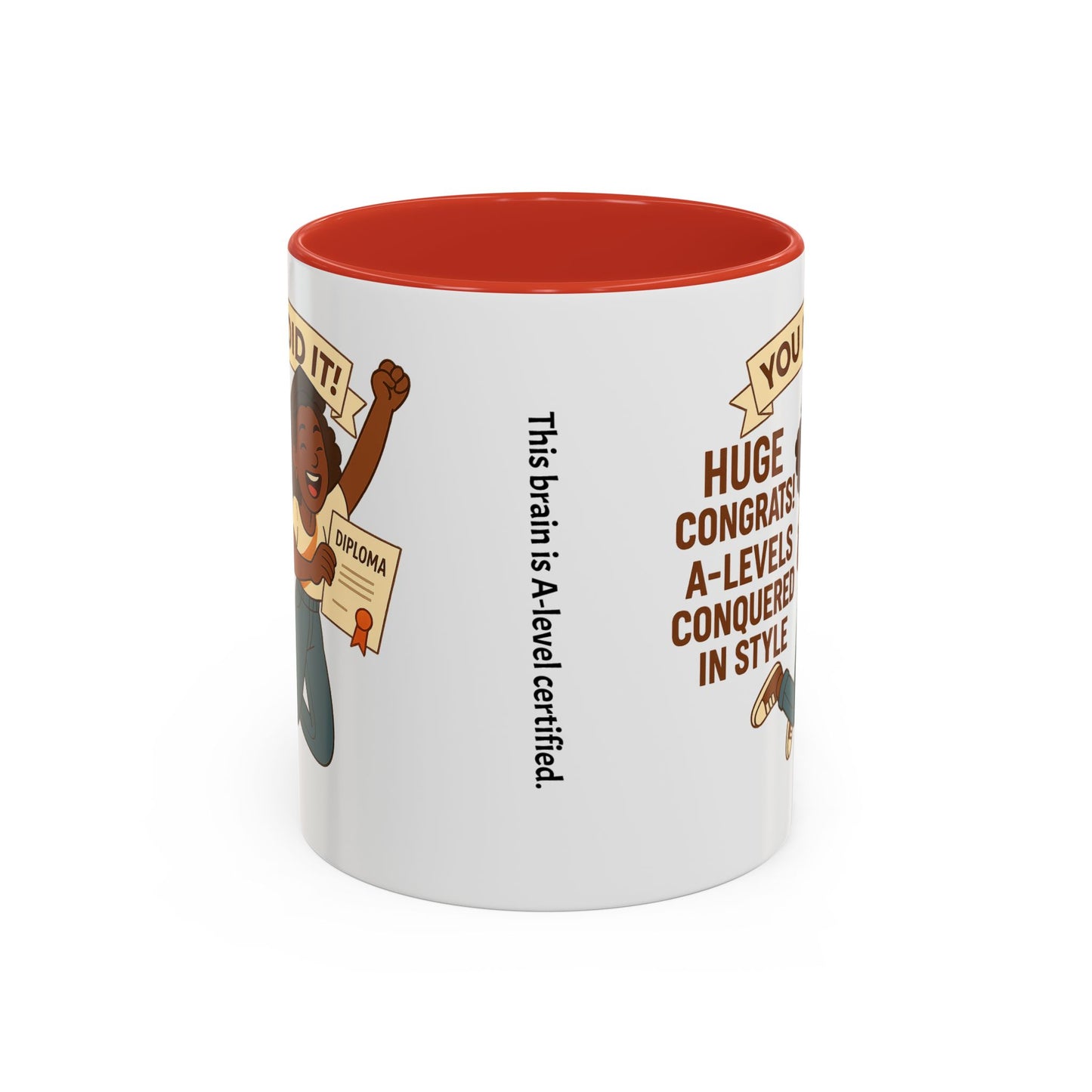 Celebratory Coffee Mug for Graduates, Graduation Gift, A-Level Congrats Mug, Stylish Coffee Cup for Students, Personalized Diploma Mug