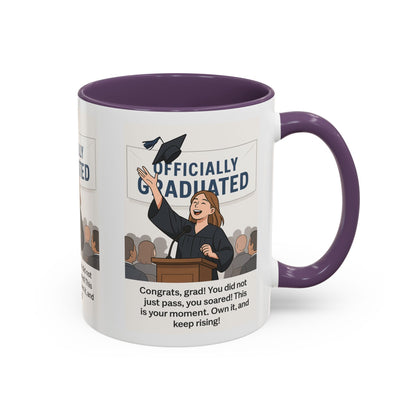 Officially Graduated Coffee Mug - Celebratory Graduation Gift for Grads - Motivational 11oz & 15oz Accent Mug