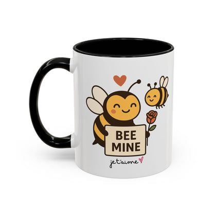 Bee Mine Accent Coffee Mug - Buzzing with Love, Cute Gift for Valentine’s Day, Best Friend, Love, Bee Lovers, Cozy Mornings