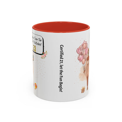 21st Birthday Celebration Coffee Mug, Funny Gift for Turning 21