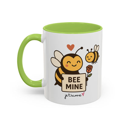 Bee Mine Accent Coffee Mug - Buzzing with Love, Cute Gift for Valentine’s Day, Best Friend, Love, Bee Lovers, Cozy Mornings