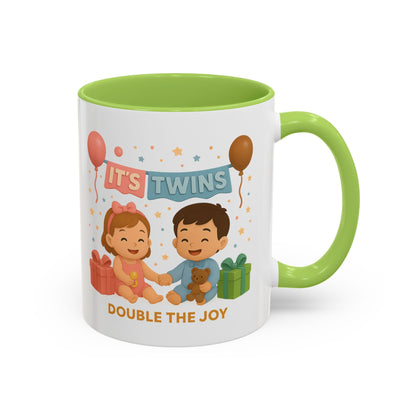 Funny Twin Celebration Coffee Mug - 'It's Twins, Double the Joy'
