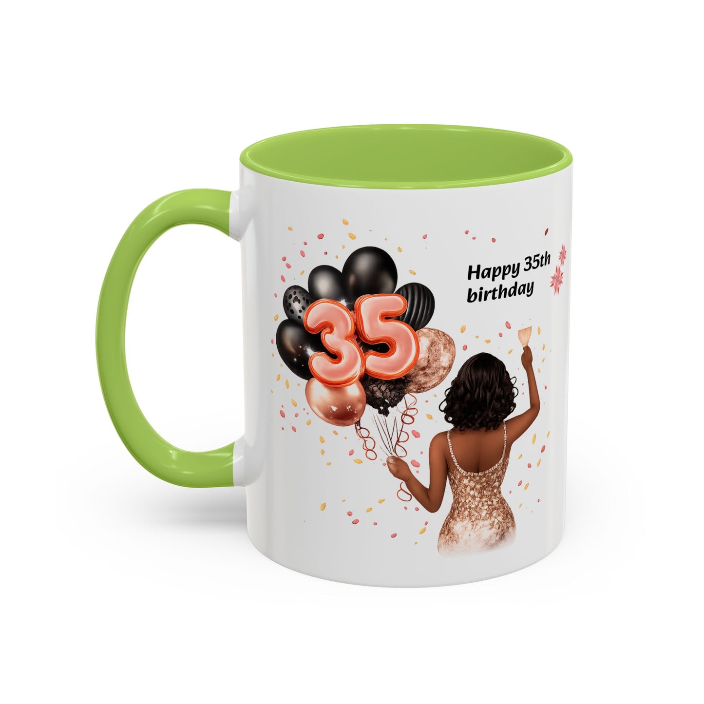 Accent Coffee 35th birthday woman with balloon Mug