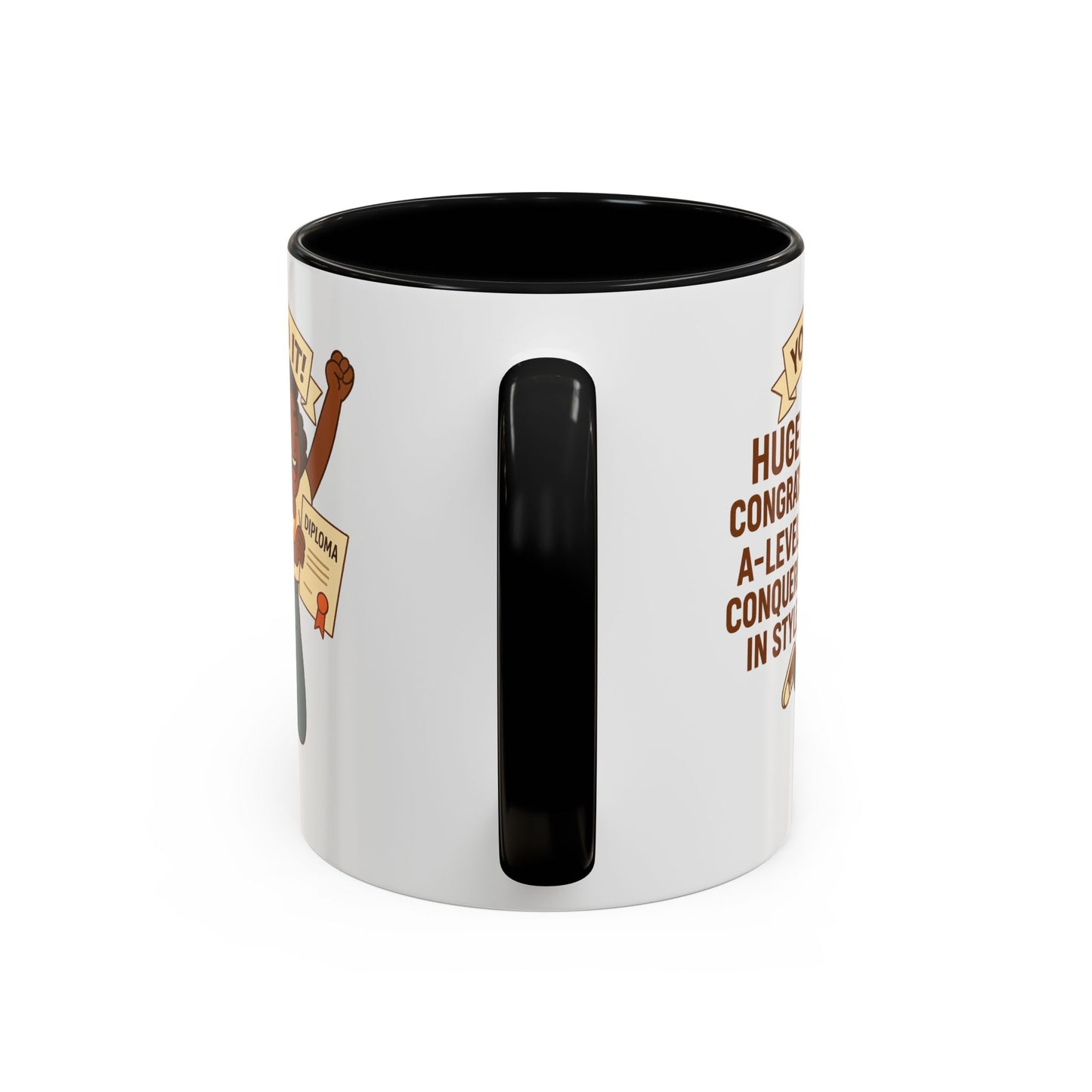 Celebratory Coffee Mug for Graduates, Graduation Gift, A-Level Congrats Mug, Stylish Coffee Cup for Students, Personalized Diploma Mug