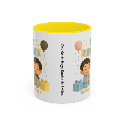 Twins Celebration Coffee Mug, Cute Twins Gift Mug, Baby Shower Mug, Newborn Gift, Double the Joy Mug