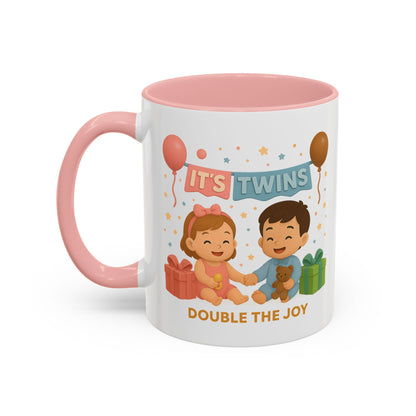 Funny Twin Celebration Coffee Mug - 'It's Twins, Double the Joy'