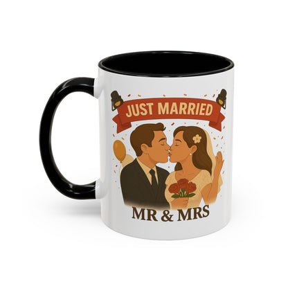 Just Married Coffee Mug | Wedding Gift | Newlywed Coffee Cup | Mr & Mrs Mug | Bride and Groom Drinkware