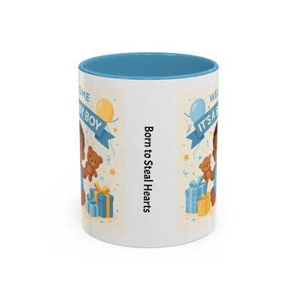 Welcome Baby Boy Coffee Mug - Born to Steal Hearts - Perfect Baby Shower Gift