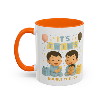 Twins Celebration Coffee Mug, Cute Twins Gift Mug, Baby Shower Mug, Newborn Gift, Double the Joy Mug