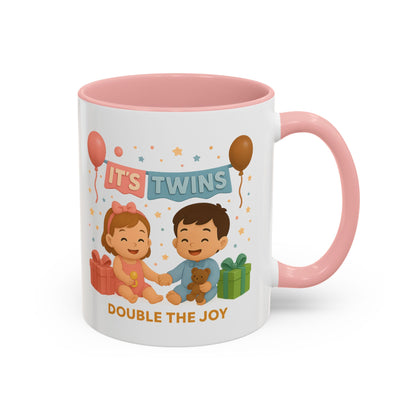 Funny Twin Celebration Coffee Mug - 'It's Twins, Double the Joy'