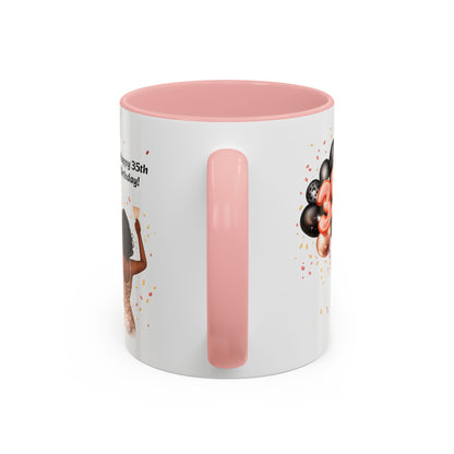 Accent Coffee 35th birthday woman with balloon Mug