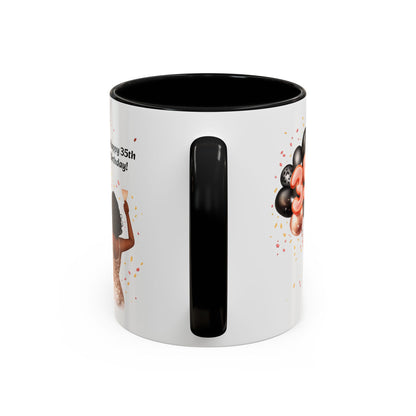 Accent Coffee 35th birthday woman with balloon Mug